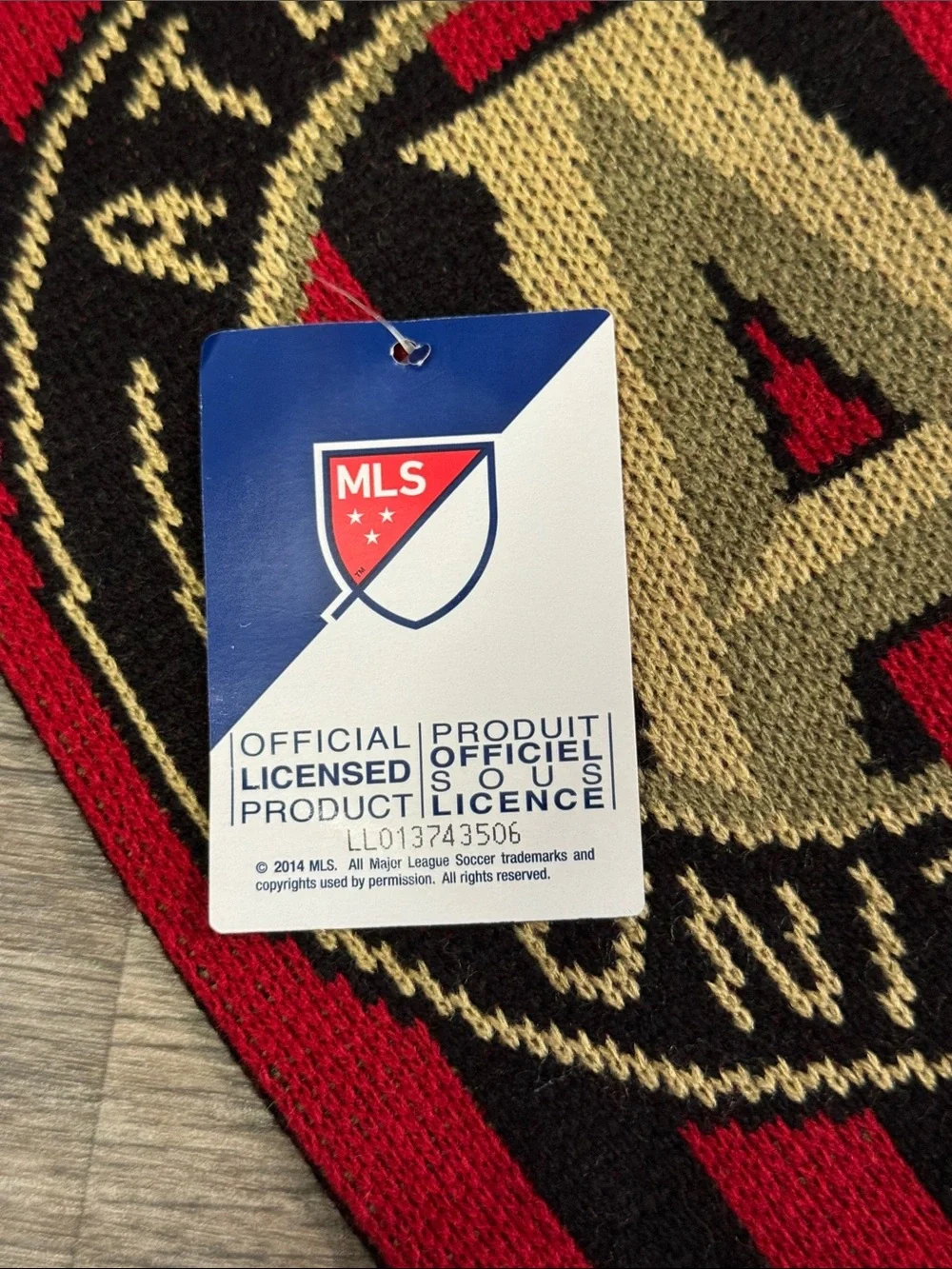 NWT MLS Atlanta United knit fringe scarf